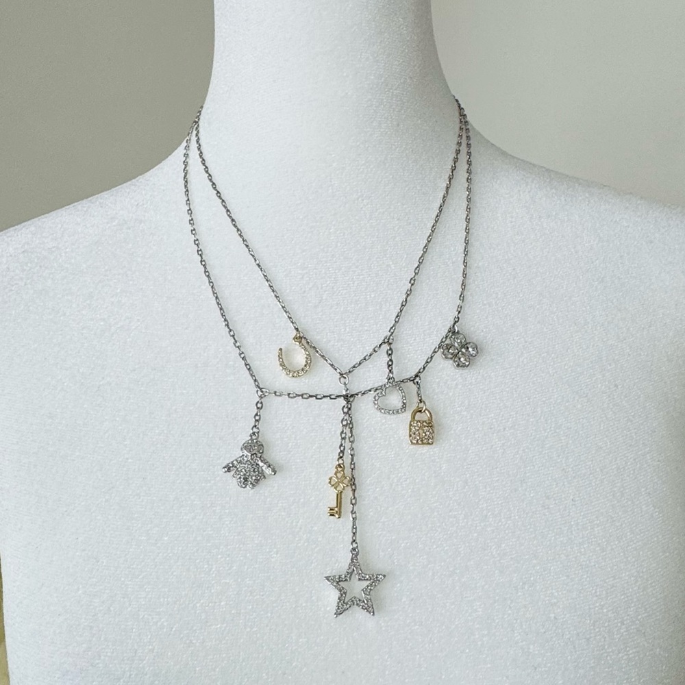 Swarovski Crystal Multi Charm Statement Necklace!!